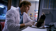 Dexter sabotages the blood test on Quinn's shoe