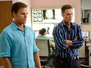 Dexter and Quinn wait in hospital after Debra is shot by Saxon