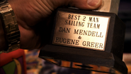 'Sailing trophy won by Eugene Greer and Dan Mendell