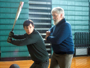 Kurt teaches Harrison how to bat