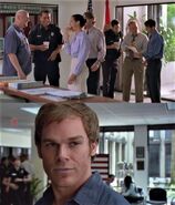 Dexter thinks about his co-workers