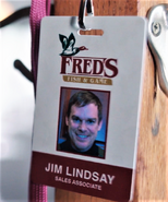 Jim's work name tag