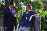 Miguel and Dexter in the cemetery