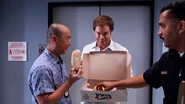 (flashback) Dexter brings donuts to work