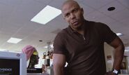 Sgt. James Doakes appears at Dexter's desk