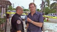 Dexter arrives at the crime scene