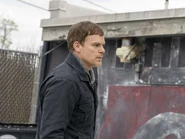 Dexter outside diner