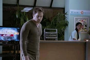 Dexter in the lobby of Miami Central Hospital