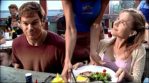 Dexter and Rita on a double date at Loco's Crab Shack