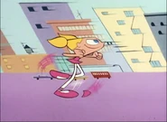 Giantess Dee Dee Ready to jump up in the air to land on her brother dexter