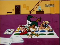 Mom and Dad playing a game of Knotty Bodies.