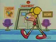 Dee Dee waiting and walking in a waiting room