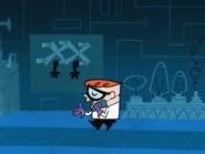 Dexter talking to Mandark on the phone.