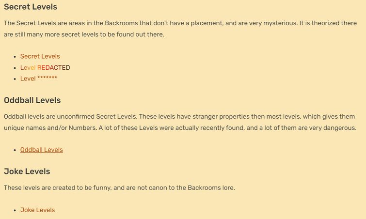 OUTDATED) Every secret level of The Backrooms 