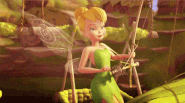 Tinker Bell with a fishing rod that came from the Mainland