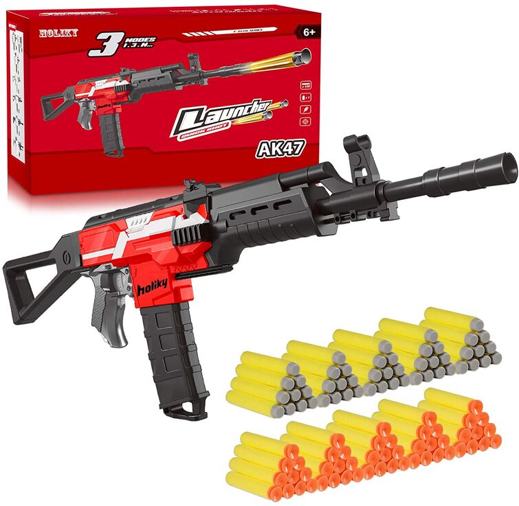 Rapid Fire Machine Gun Rifle Blaster Toy Gun Soft Bullets Darts Kids