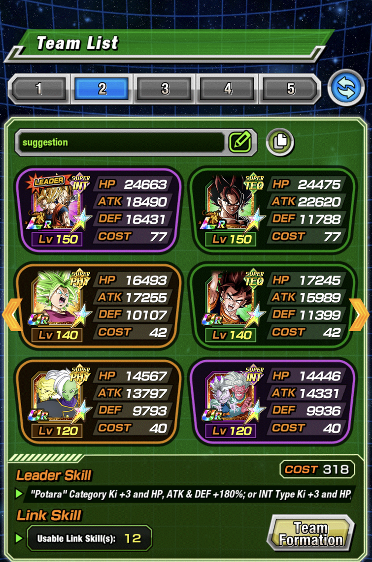 How can I build a decent Potara team for the ESBR Fandom