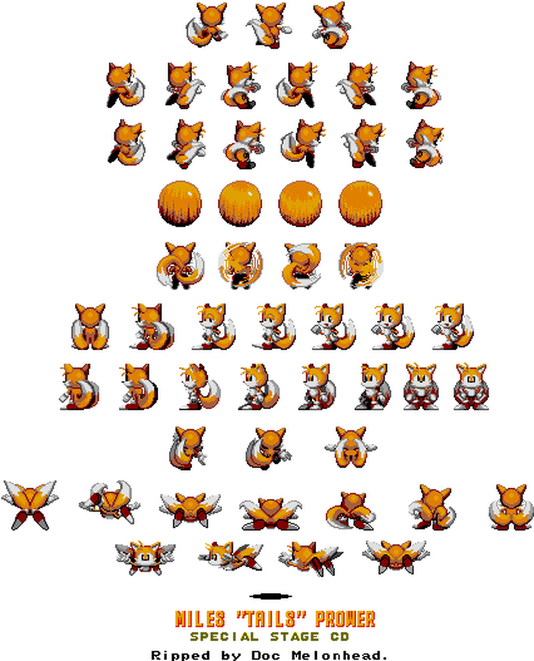 Sonic the Hedgehog - Tails, Amy, and Sonic sprite grid