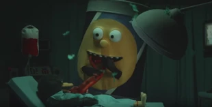 Giant can eating Duck Guy's organs.