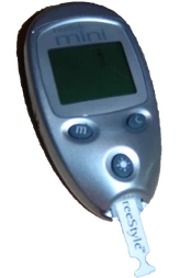 Freestyle mini glucometer-just one of the many styles and brands on the market.