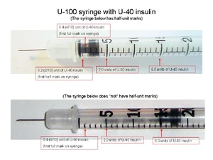 A closer look at fine doses--see the syringe at top.