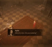 Albrecht pretends to be studying