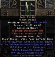 The Jade Talon in the possession of an Assassin, the attack speed is Very Fast.  All other classes will see this as Very Slow.