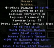 Hexfire comes with level 6  charges.