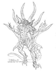 Early concept art of Diablo as he would have appeared like in Diablo III