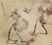 Skeletons wielding swords and halberds