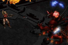 an amazon Strafing Diablo with a colossus crossbow, triggering Decrepify and crushing blow