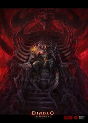 Skarn on his throne fashioned from Diablo's corpse