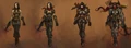 Various levels of Demon Hunter Armor