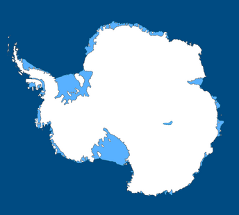 A map of Antarctica with ice shelves made by RS Mapping