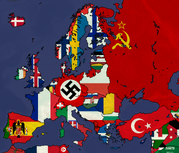 A flag map of Europe in 1939