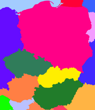 A map of the Visegrád Group.