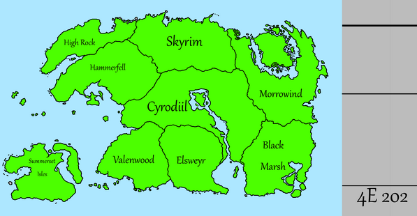 A map of Tamriel from The Elder Scrolls