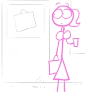 Pink's first appearance, without any eye lashes and with a bigger skirt.