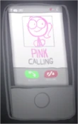Pink calling Blue on his cell phone