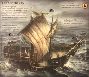 Die ausgebaute Aldebaran, mit Achterballista, zweitem Mast und Bugfigur