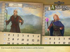 Gestaltung von Andor Eara Heldentafel Prototyp