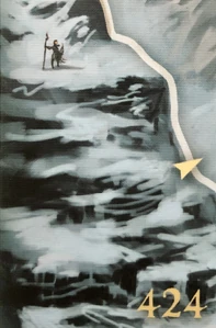 Mysteriöse, an die obige Person erinnernde Gestalt auf dem Spielplan aus Die ewige Kälte, nahe des Greifenfelsen des Grehon-Stammes