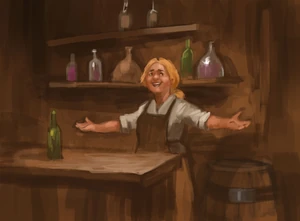 Gilda hinter der Theke der 