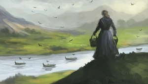 Gilda beobachtet beunruhigt leere Fischerboote, wie sie die  entlangtreiben (Teil des )