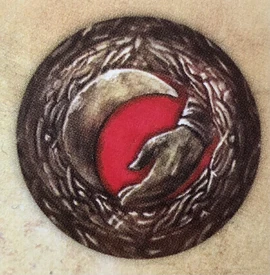 Das Tulgori-Symbol aus  ist rot und zeigt eine Mondsichel