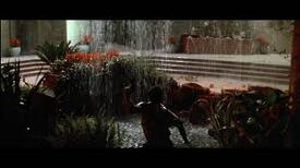 John McClane cooling off in the fountain of the 30th floor.