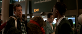 Argyle and John at the airport