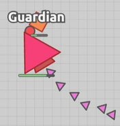 Close-up of the Guardian with its name tag