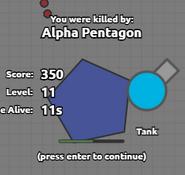 Alpha Pentagon Death Screen