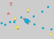 A Tri-Angle using its recoil to propel forward.